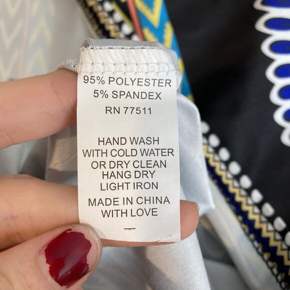 Jessica Taylor Women's Dashiki African‎ Print Caftan Dress Size XL Boho Artsy - Picture 6 of 10